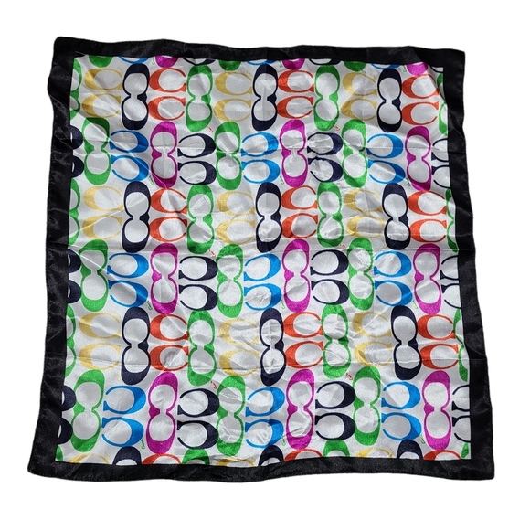 Coach Poppy Op Art Glam Tote Bag Black Signature Scarf - Picture 12 of 12